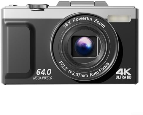 4K Retro Digitalkamera mit 64MP Sensor 16X Zoom Funktionalität und 3 Zoll Flip Screen für Vlogger und Hobbyisten (Schwarz)