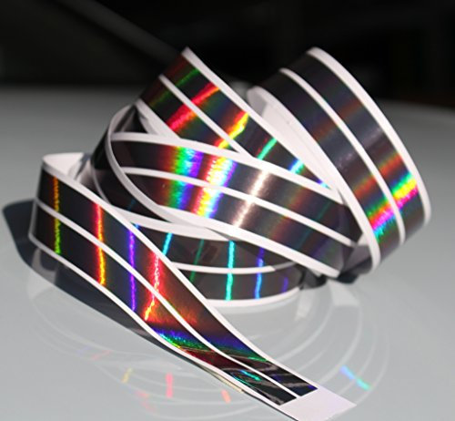 Chrom Hologramm Zierstreifen Folie Klebefolie Aufkleber Dekorstreifen KX007 (Hologramm Schwarz, 4Meter x 10mm)