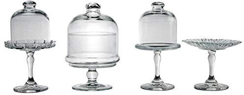 CreaTable, 17884, Serie Mini Patisserie, 4-teiliges Geschirrset, Tortenplatten aus Glas, spülmaschinen- und mikrowellengeeignet, Made in Europe