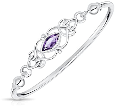 DTPsilver -Damen Armreif/Armbänder 925 Sterling Silber - Keltische Dreifaltigkeitsknoten - keltischen Kollektion - Amethyst