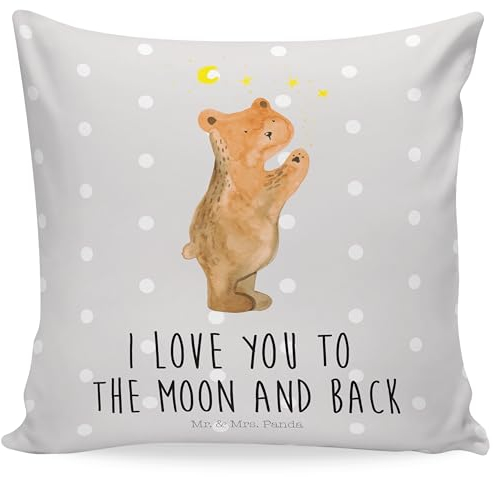 Mr. & Mrs. Panda Zierkissen Verliebter Bär - Geschenk, Sofakissen, sofakissen, Teddybär, Kissen 40x40 Waschbar, to The Moon and Back, Spruch,