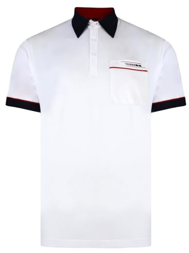Gabicci Mens Classic Jersey Polo Shirt Contrasting Collar & Cuffs (G00X62), White - Large
