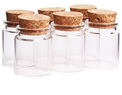 Danmu Art 6 pcs 50ml 47mm x 50mm Small Glass Bottles with Cork Stoppers Little Storage Jars for Spices Wedding Favours Baby Shower Favors DIY Craft
