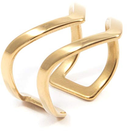 Happiness Boutique Anello Doppia V in Color Oro | Anello a Fascia Aperto Bijoux Acciaio Inossidabile