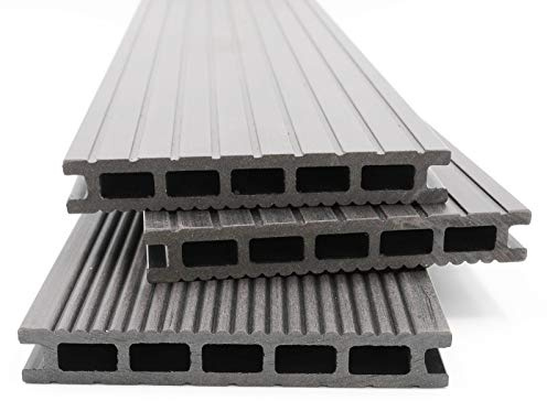 HORI WPC Terrassendielen Malta Grau - Komplett-Set inkl. 40x60 mm Unterkonstruktion & Clips - Langlebig & Wetterfest - Rutschfest - Pflegeleicht - Dielenlänge 3,20 m - Fläche 26 m²