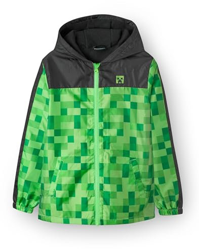 Minecraft Boys Jacke Wasserdichte Hoodie Creeper Fleece gesäumter Regenmantel 13-14 Jahre