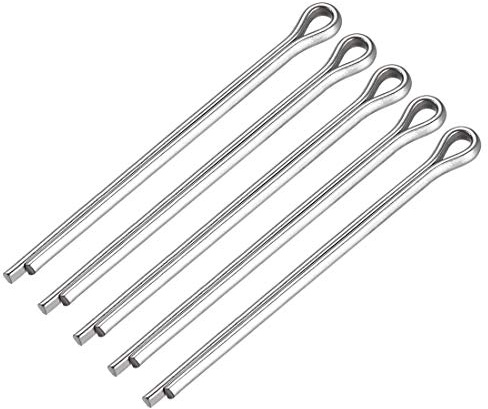 sourcing map Split Cotter Pin - 4mm x 60mm 304 Stainless Steel 2-Prongs Silver Tone Fastener Clip Key 5Pcs