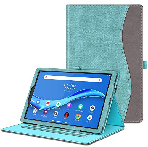 FINTIE Coque pour Lenovo Tab M10 FHD Plus, Protection Tablette Lenovo 10,3 Pouces, Housse Étui Support Multiposition Case avec Pochette à Documents, Veille/Réveil Automatique, Denim Turquoise