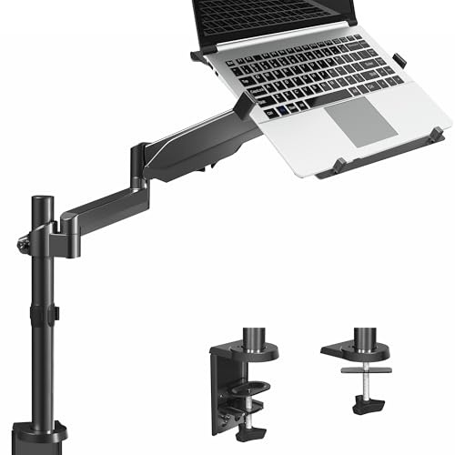 VIVO STAND-V101L Support Universel réglable pour Ordinateur Portable de 10 à 15,6 avec Bras pneumatique VESA pour Ordinateur Portable avec Pince en C et œillets Noir