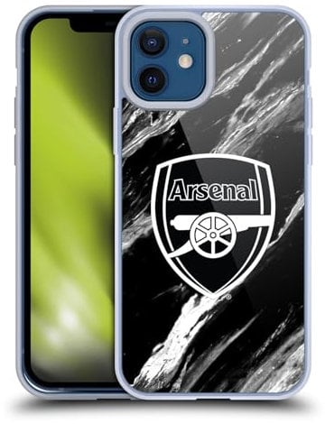 Head Case Designs Officially Licensed Arsenal FC Marble Crest Patterns Soft Gel Case Compatible With Apple iPhone 12 / iPhone 12 Pro