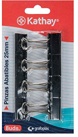 Kathay 86400810. Blíster de 8 Pinzas Abatibles, 25mm, Color Negro