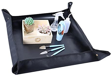 Nwvuop 75cmx75cm Pflanzmatte Umtopfmatte Wasserdicht Pflanzunterlage Gartenmatte Garten-Arbeitsmatte Schwarz