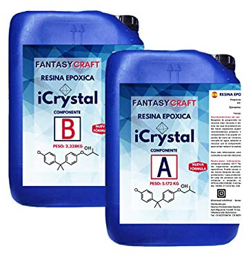 I-CRYSTAL RESINA EPOXI 7500 Gr. Para Manualidades y arte, encapsulados, mejor calidad/precio, resina de curado mas rápido que las standards (7500gr)