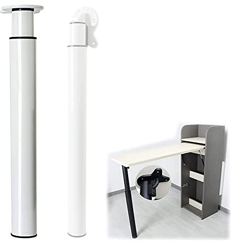 Pied de Table Pliable et reglable, Pieds de Meuble Pied de Table Ronde en métal Pied de Télescopique pour Table de Bar Plan de Travail Cuisine Hauteur réglable 71-120cm(Color:Blanche)