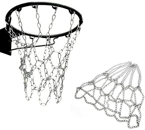 Bssowe Basketballnetz Ersatz, Basketballnetz Kette, Basketballkorb Netz, Metall Basketballnetz, Basketballnetz Im Freien für Indoor Basketballplatz, Campus Basketballplatz, Langlebiges