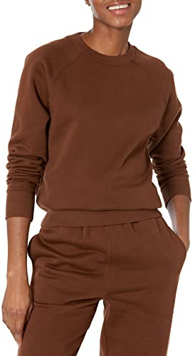 Amazon Essentials Women's Relaxed-Fit Crewneck Pullover Long-Sleeve Sweatshirt (Available in Plus Size), Deep Brown, Medium