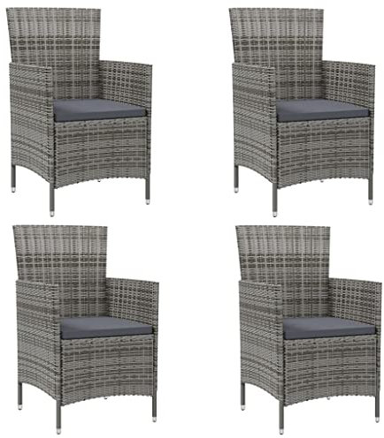 vidaXL Gartenstühle mit Kissen 4 Stk. Poly Rattan Grau