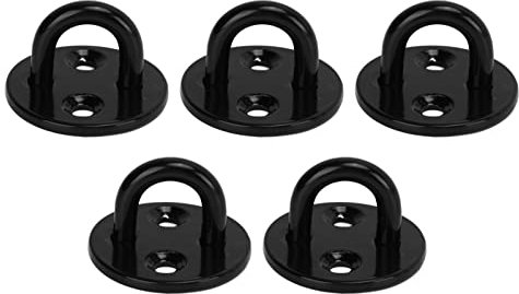 5 Piezas Placa de Ojos de Acero Inoxidable 304, Ganchos de Placa de Ojo Almohadilla Fija Resistente Redonda, Ganchos de Anillo de Montaje en Pared Negros Gruesos, Placa de Ojo de Almohadilla(5mm)
