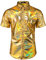 JOGAL Mens Metallic Shiny Nightclub Styles Short Sleeves Button Down Dress Shirts GoldShimmer Medium