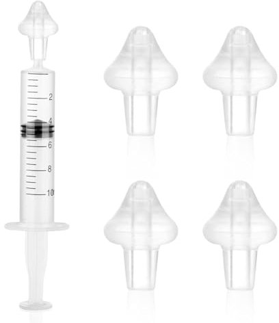 URAQT Nasendusche Ersatzkopf, 4 pcs Aufsätze Transparent Nasenspülsalz Silikon Tip, Nasenspülkanne Zur Nasenreinigung und Nasenspülung, Nasendusche für Erwachsene Baby und Kinder(Konisch,4 Loch)
