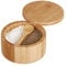 Relaxdays Salzbehälter Bote Sal con Tapa y Cuchara, Salero 2 Compartimentos Bambú, Cierre Magnético, Especias, 6,5 x 12,5 cm, Natural
