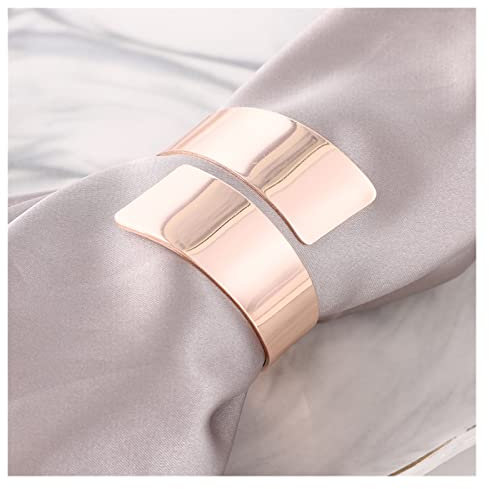 Yalych 6pcs Simple et élégant hôtel Moderne Boucle Style Chinois modèle européen Chambre Tissu Anneau, perlé Décoration de Serviettes (Color : Rose Gold)