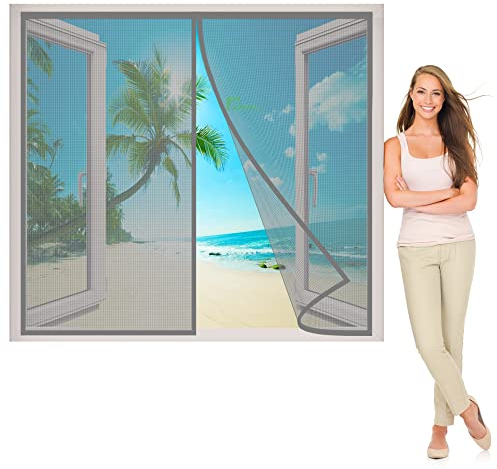 Magnet Fliegengitter Fenster BalkonFenster, 160x200 cm Fliegengitter Fenster Dachfenster Insektenschutz für BalkonFenster Wohnzimmer TerrassenFenster, Ohne Bohren, Grau P