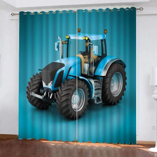HABEAT 3D Traktor Vorhänge Abdunkelnde mit ösen 2 Stücks Gardinen Blickdicht Verdunkelungs Cartoon Traktor Kälteschutz Scheibengardinen für Junge Mädchen Schlafzimmer B 234 X H 183 cm