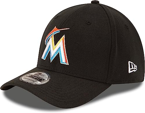 New Era MLB Team Classic 39Thirty Stretch Flex Fit Hat Cap, Miami Marlins Home, M-L