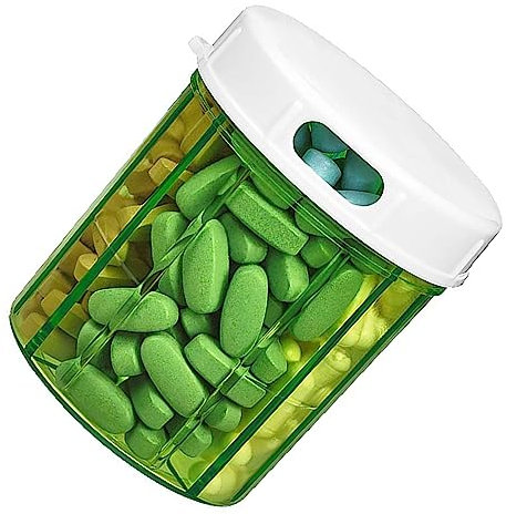 Supplement Pill Box with Extra Large 7 Compartments TPU Soft Lid Easy Open Pill Organiser Medicine Container Pill Bottle One Month Travel Medication Organiser Storage Vitamin Holder