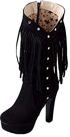 Stivali Donna Estivi Traforati con Tacco Bianco Nero Zip Stivali Stivali Estivi Donna Traforati Zeppa Stivali Pioggia Bambina Bianco Nero Zip Stivali Espadrillas Donna Basse G-Nero 38