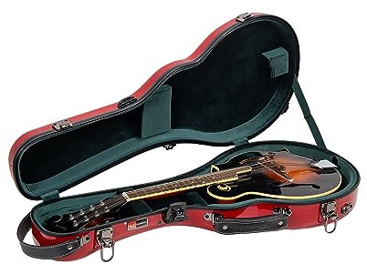 Crossrock Fiberglass Mandolin Case – Contoured for A & F-Style (Universal Fit) | Red Gloss, Forest Green Velvet, TSA Lock, Backpack Straps, Accessory Compartment – Sleek Pro Travel Case​