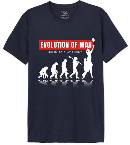 Republic of California « Evolution of Rugby » MEREPCZTS128 T-Shirt Homme, Navy, Taille M