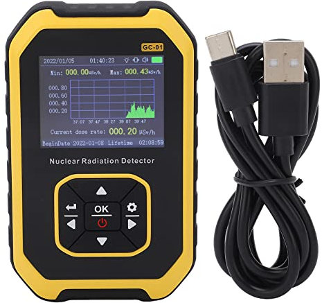Rilevatore di Radiazioni Nucleari Contatore Geiger, Display LCD per Dosimetro di Radiazioni, Misuratore di Radiazioni Ricaricabile Portatile β γ Beta Gamma a Raggi X, 5 unità di