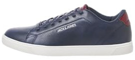 JACK & JONES Baskets Jfwboss PU Noos pour Homme, Navy Blazer Detail Red Dahlia, 40 EU