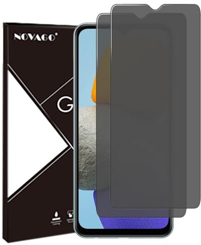 NOVAGO Compatible con Samsung Galaxy M23 5G/M32 5G/M33 5G/M42 5G – Lote de 2 protectores de pantalla de cristal templado resistente 0,33 mm 9H (tintado antiespíón)