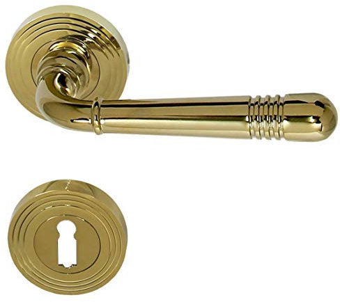 Türbeschlag 1662 Helena R BB Messing poliert PVD Türklinke