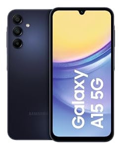 Samsung Galaxy A15 5G Smartphone sin simlock, sin contrato, teléfono móvil Android, carga rápida, 128 GB, azul-negro, versión DE