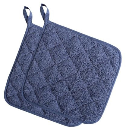 Lot de 2 maniques de cuisine en coton résistant à la chaleur - Maniques en tissu éponge - Dessous de plat pour la cuisine et la cuisson au four