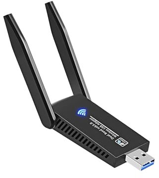 WiFi Dongle 1300Mbps USB 3.0 Adapter With Dual Band 5GHz/2.4GHz, 5dBi Dual Antenna Network Adapter for PC Desktop Laptop - Supports Windows Mac and Linux