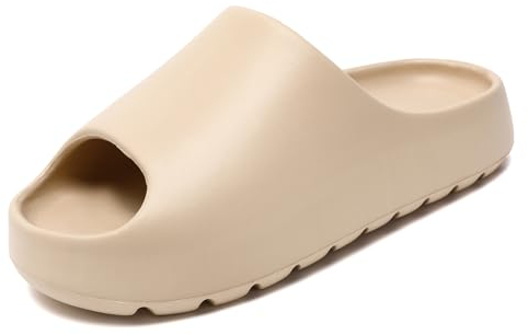 Uonesone Ciabatte donna uomo estive da Spiaggia Pantofole, Ultra Morbido Doccia Bagno Antiscivolo Asciugatura Rapida Punta Aperta Super Morbida Comoda Suola Spessa Sandali Scarpe(Beige,36/37 EU)