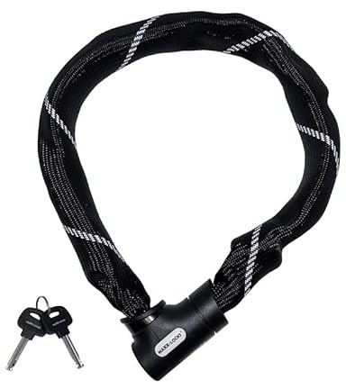 Maxx-Locks Twizel Fahrradschloss ART 2 | 85 cm Kettenschloss | Gehärteter Stahl | Schwarz | Schloss E-Bike/Fahrrad