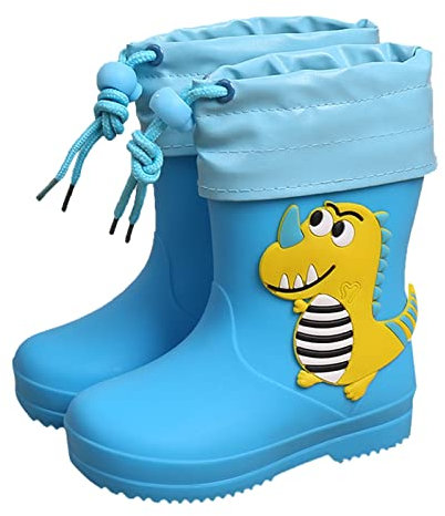 UnoSheng Stivali invernali per bambini, taglia 32, classici, impermeabili, in PVC, in gomma, per bambini, taglia 32, Blu, 35 EU