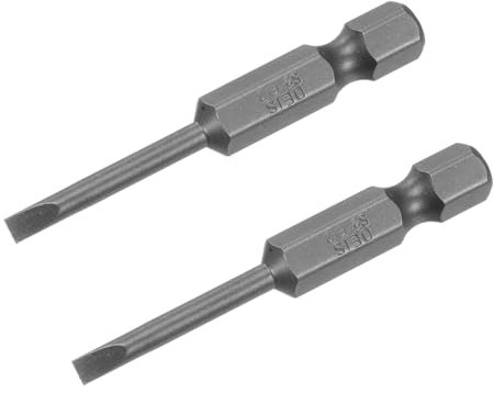 sourcing map 2 Pcs Slotted Screwdriver Bits 3mm 2 Length 1/4 Hex Shank Magnetic Flat Head Drive Bit Holder for Power Screwdriver Drill Impact Driver