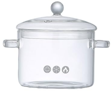 Machtiging Cooking Transparent Saucepan,Glass Pot For Cooking,With Lid,With Double Handles,Easy To Clean,Heat Resistant,Easy To Use,With Handle,For Cooking Soup,Mix Salad,Cook Noodle,Heating Milk