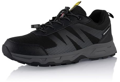Fusskleidung® Damen Herren Wanderschuhe wasserdichte Trail Running Trekkingschuhe Schwarz Grau EU 45