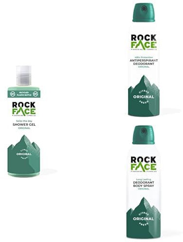 Rockface Original Scent Kit for Men | Shower Gel, Deodorant & Body Spray | Fresh Citrus Scent | Long Lasting Scent