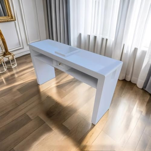 KK-GGL Simple Manicure Table, White Nail Desk with Storage Drawers, Nail Salon Desk for Manicure Store, Nail Station for Beauty Salon Furniture & Equipment, Makeup Work Station Desk,160cm