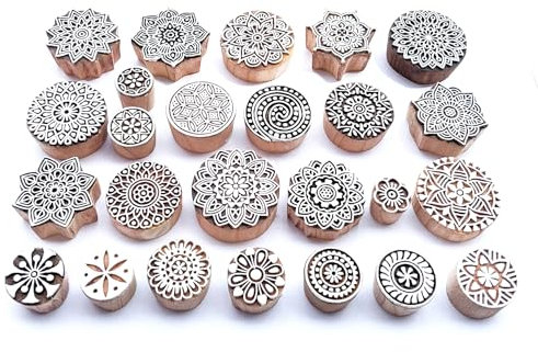 Royal kraft Rundes Mandala Hölzern Block Drucken Stempel (Set von 25) Bulk01_25G