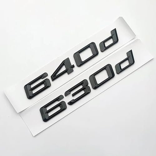 WHARGTSL 3D ABS Schwarz Auto Heckklappe Abzeichen Aufkleber Abziehbild Abdeckung Passend for BMW 6er GT F06 F12 F13 Logo 630d 640d Emblem Buchstaben Zubehör(Black 630d)